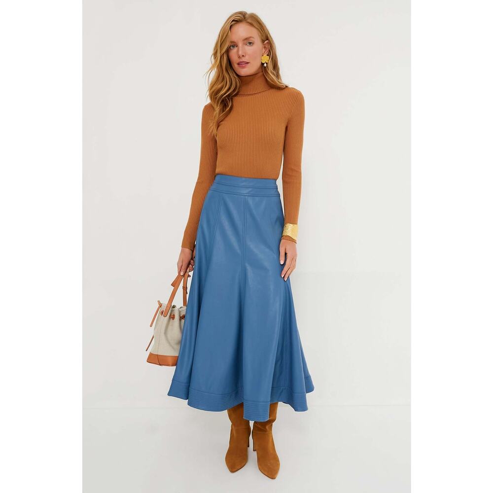 TUCKERNUCK Blue Leather Brynn Skirt Size 6 NWT Retail $248 Tuckernuck - Picture 6 of 7